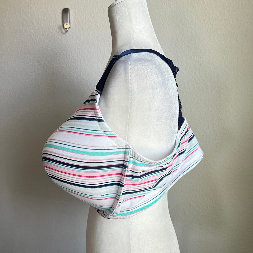 Cacique Striped Boost Plunge Front Closure Bra Women's 44F Lace Lane Bryant - Picture 3 of 7